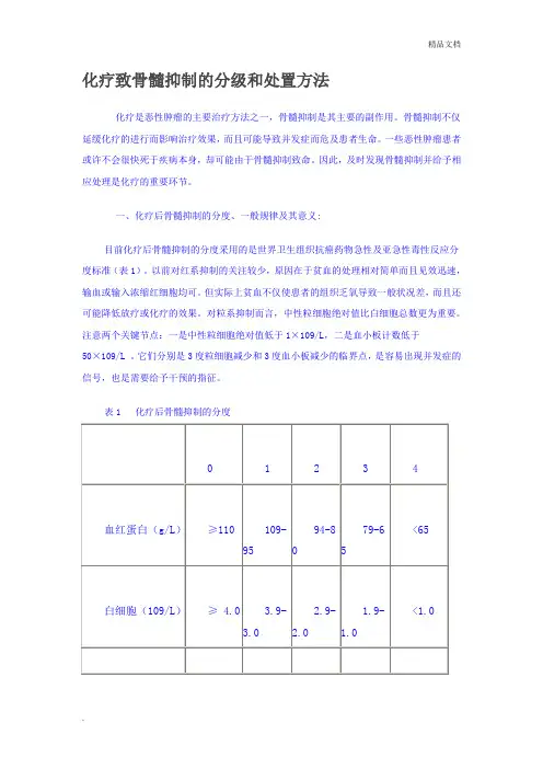 骨髓抑制分级及处理原则范本