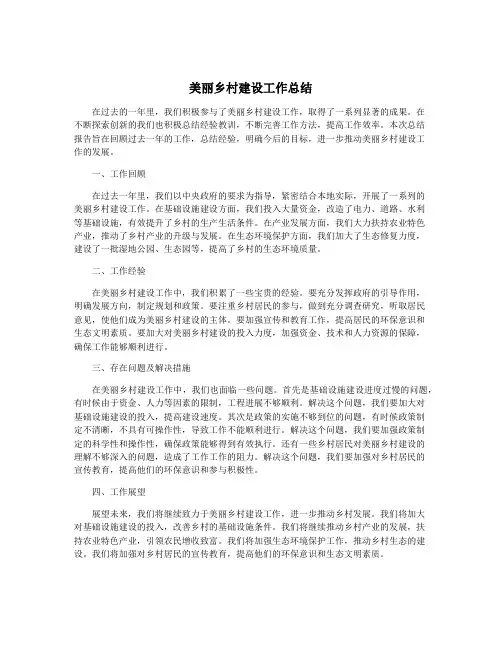 美丽乡村建设工作总结