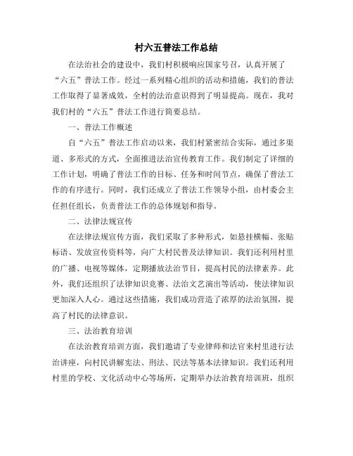 2024年村六五普法工作总结