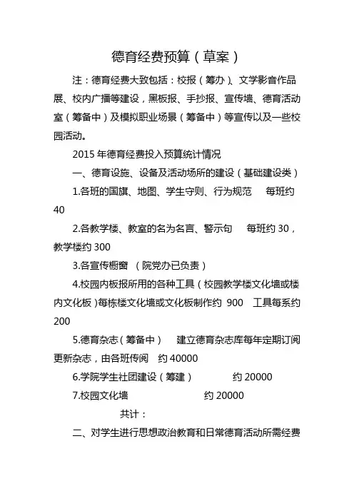 德育经费预算草案