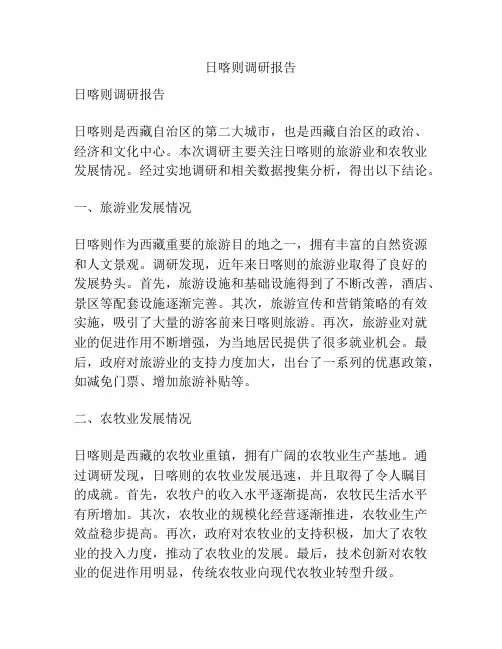 日喀则调研报告