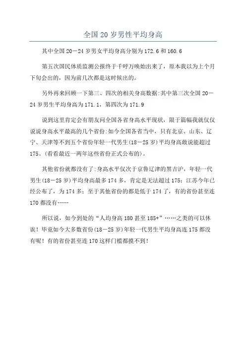 全国20岁男性平均身高