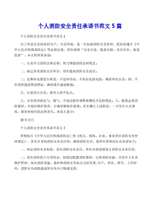 个人消防安全责任承诺书范文5篇