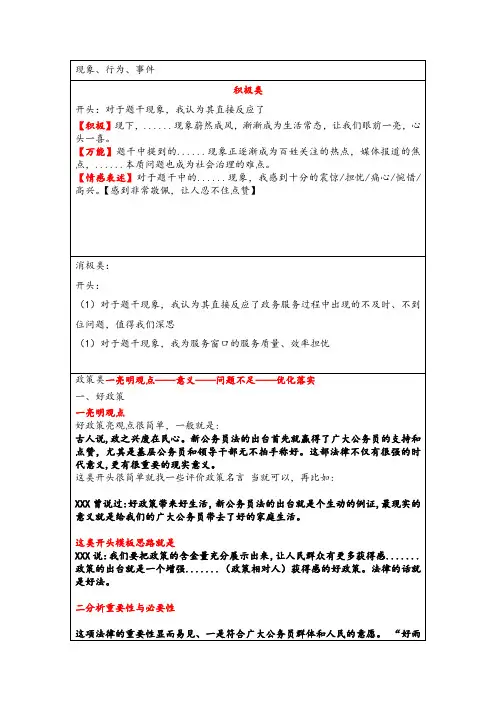 结构化面试综合分析题积极类答题模板