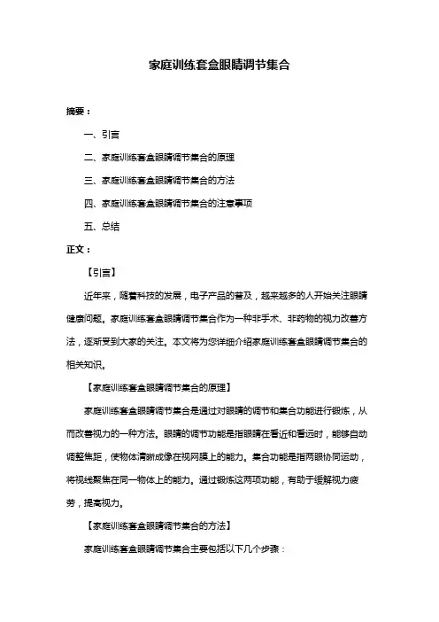 家庭训练套盒眼睛调节集合
