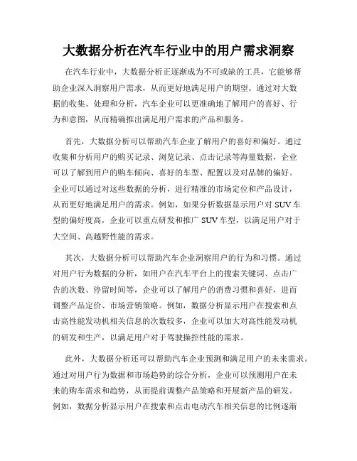大数据分析在汽车行业中的用户需求洞察