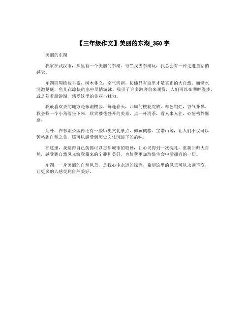 【三年级作文】美丽的东湖_350字
