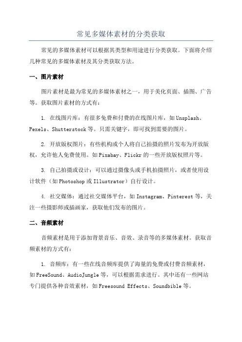 常见多媒体素材的分类获取