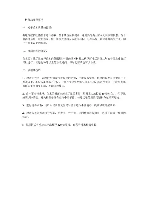 树移栽注意事项