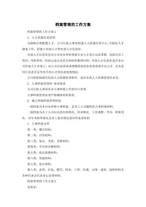 档案管理的工作方案