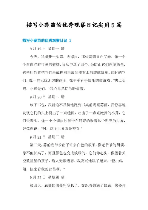 描写小蒜苗的优秀观察日记实用5篇