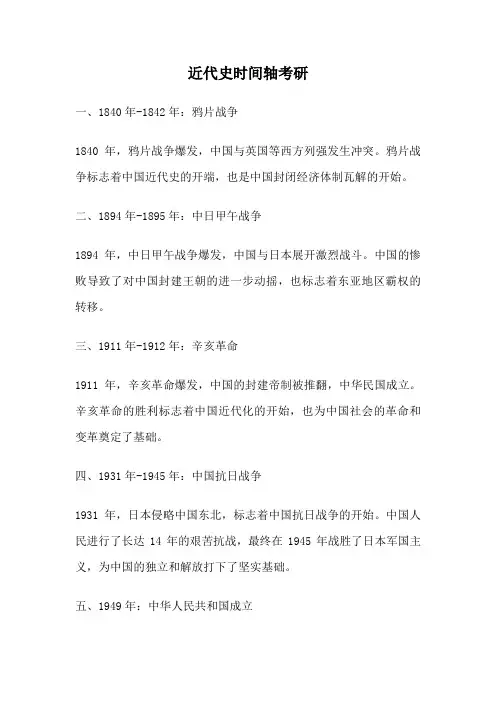 近代史时间轴考研