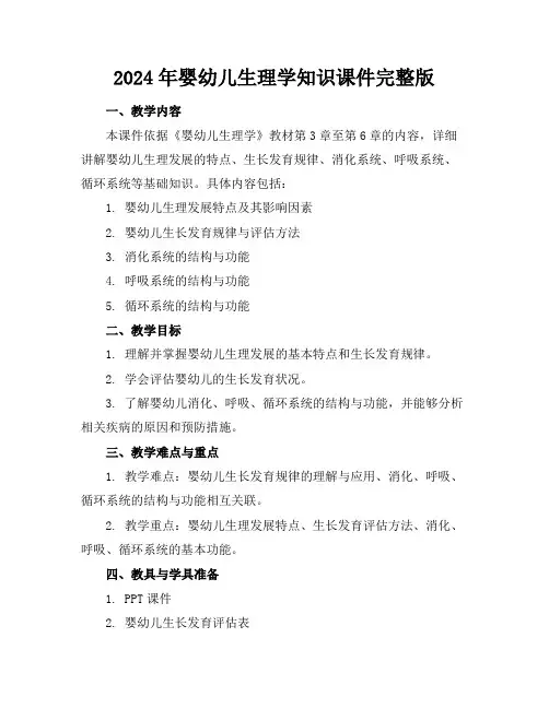 2024年婴幼儿生理学知识课件完整版