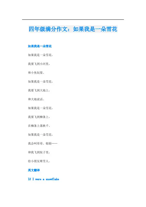 四年级满分作文：如果我是一朵雪花