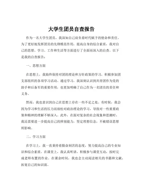 大学生团员自查报告