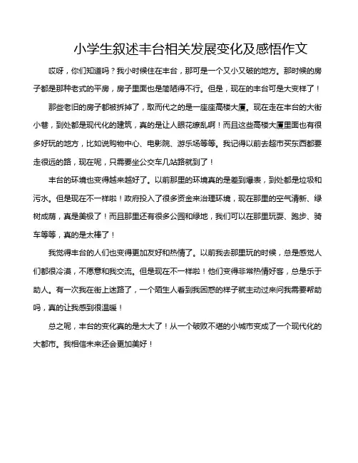 小学生叙述丰台相关发展变化及感悟作文