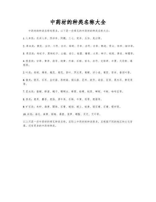 中药材的种类名称大全