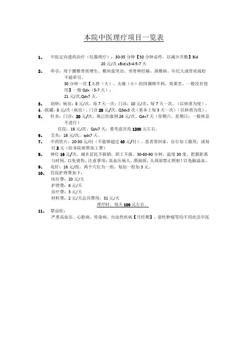(中医理疗)一览表[含图谱]