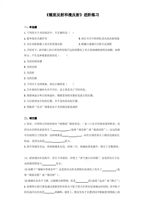 《镜面反射和漫反射》进阶练习(一)
