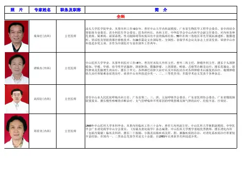 照片专家姓名职务及职称简介全科-中山人民医院