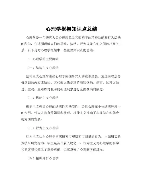 心理学框架知识点总结