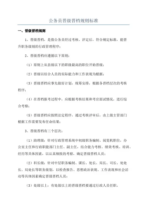 公务员晋级晋档规则标准