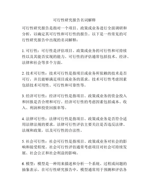可行性研究报告名词解释