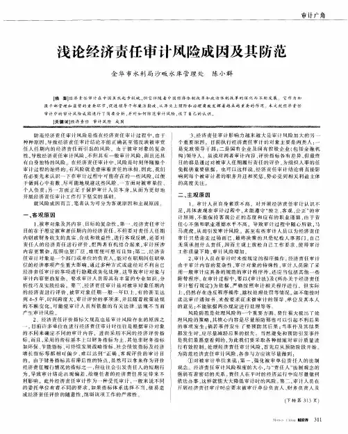 浅论经济责任审计风险成因及其防范