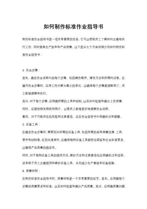 如何制作标准作业指导书