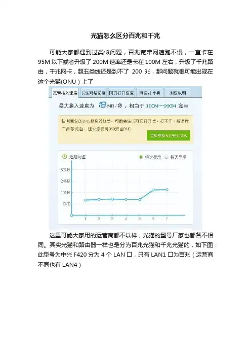 光猫怎么区分百兆和千兆