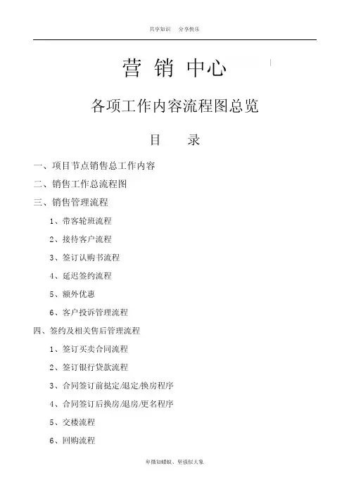 营销中心各项工作内容流程图总览