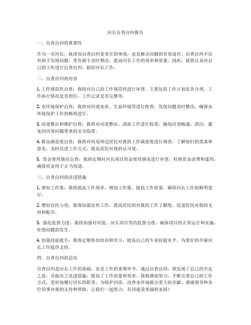 河长自查自纠报告