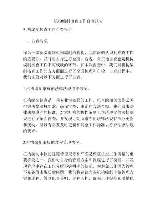 机构编制核查工作自查报告
