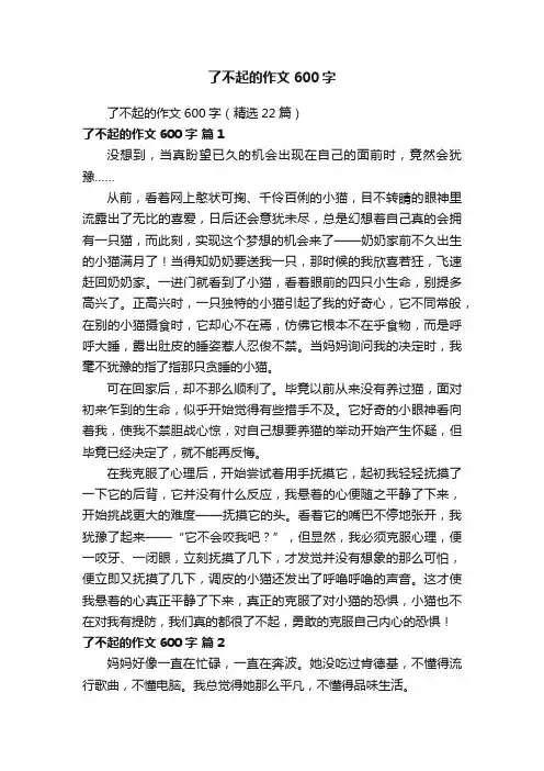 了不起的作文600字（精选22篇）