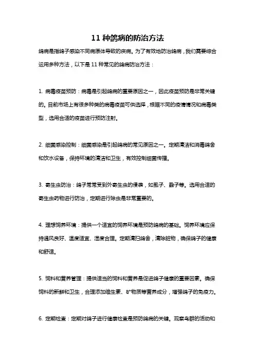11种鸽病的防治方法