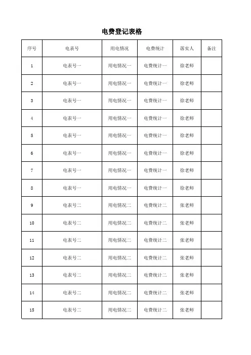 电费登记表格