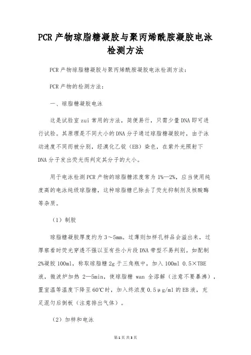 PCR产物琼脂糖凝胶与聚丙烯酰胺凝胶电泳检测方法