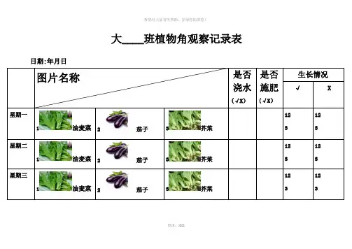 大-----班植物角观察记录表。