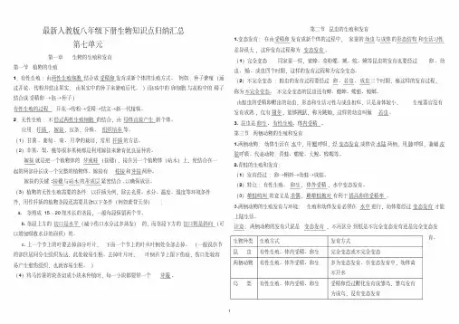 最新人教版八年级生物下册知识点归纳汇总