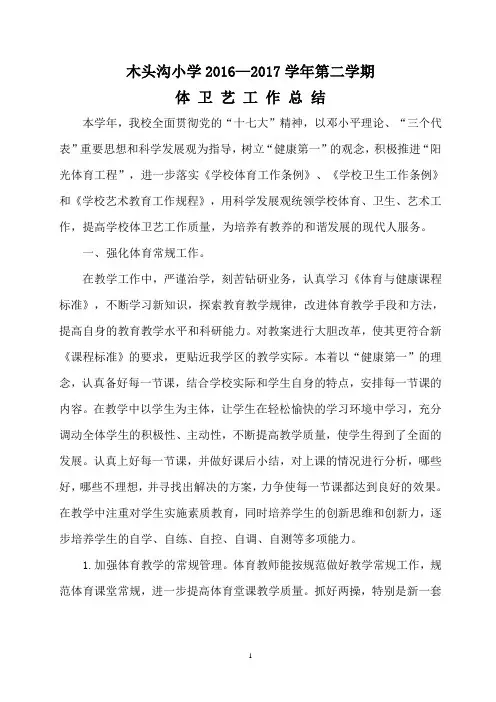 16-17体卫艺工作总结