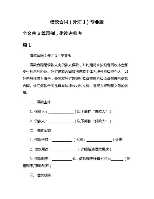 借款合同(外汇1)专业版