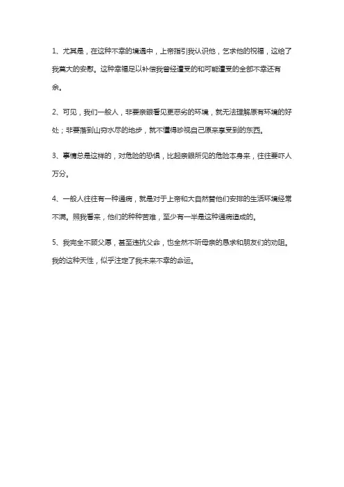 鲁滨逊漂流记第一章精彩段落