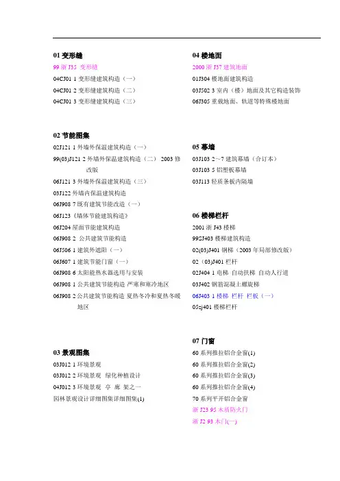 建筑施工图集编号大全