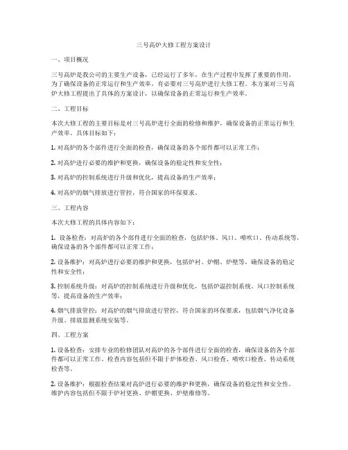 三号高炉大修工程方案设计