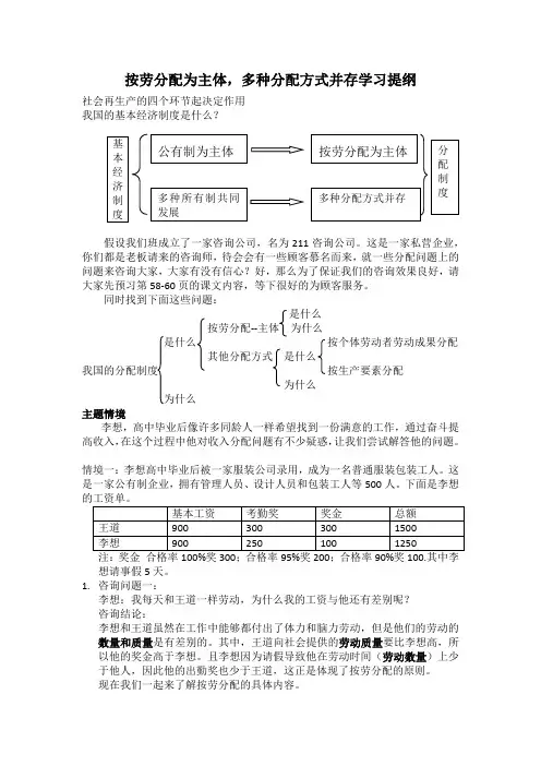 经济学第七课个人收入的分配导学案