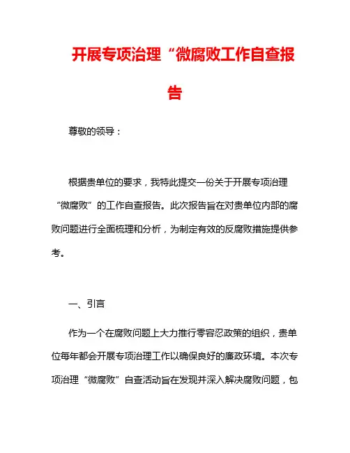 开展专项治理“微腐败工作自查报告