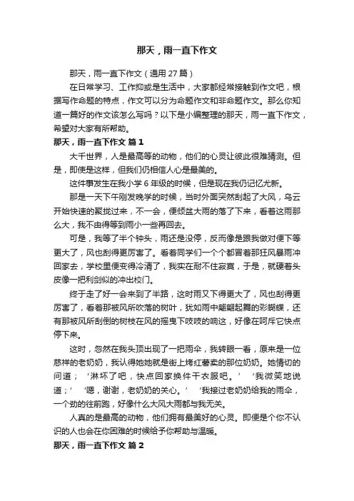 那天，雨一直下作文