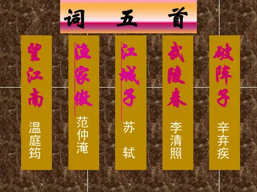 人教版九年级上册专题复习(词五首)概要