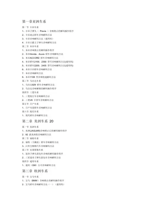 汽车音响锁机解密大全