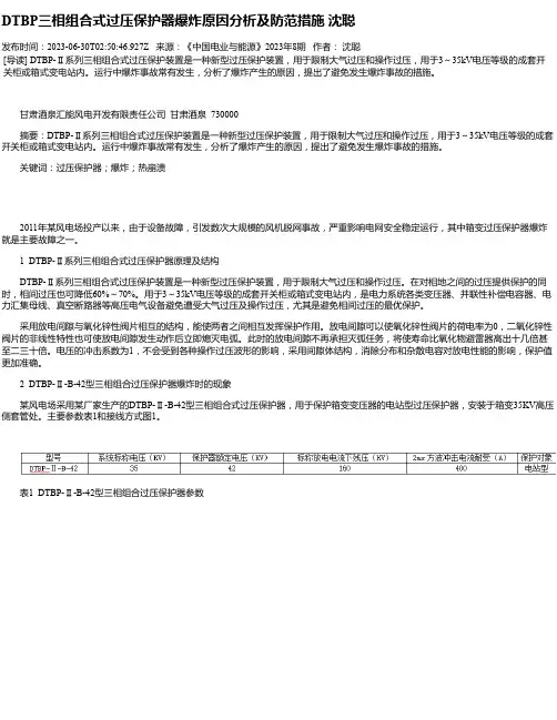 DTBP三相组合式过压保护器爆炸原因分析及防范措施沈聪